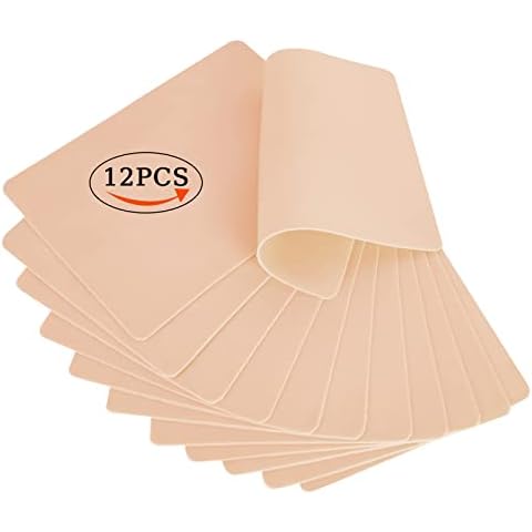 12PCS Blank Tattoo Skin Practice - 6"x8" Double Sides Tattoo Practice Skin kit Silicone Pads Tattooing Microblading Practice Skin for Beginners Cover