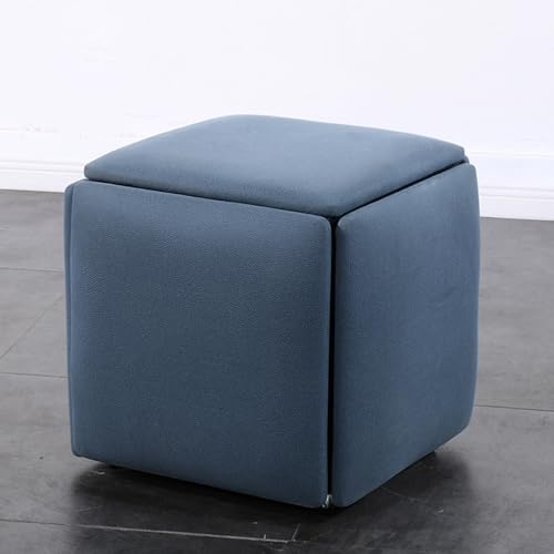Chaise cube gigogne 5 en 1 empilable, tabouret ottoman carré, repose-pieds mobile avec roulettes pivotantes, pour salon, salle à manger