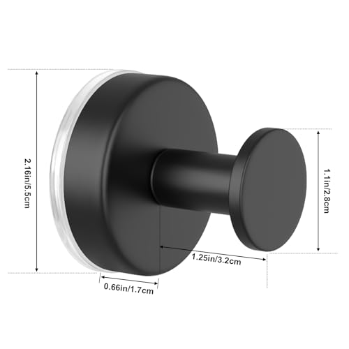 Image of HUFEEOH 4-Pack Heavy Duty Suction Cup Hooks for Shower - Strong Vacuum Black Hooks for Towels, Robes & Accessories, Removable Bathroom Holder for Tile, Glass, Mirror - No Drill Hanging Solution