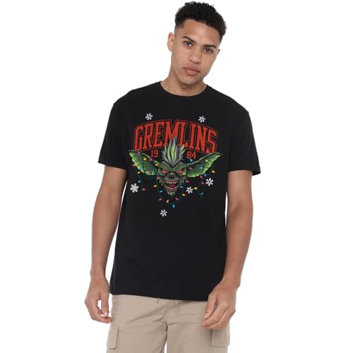 T-Shirt Gremlins Christmas Lights 1984 Noir XXXXXL : Le Confort Grand Format