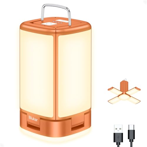 Blukar LED Campinglampe, Superhell 116 LEDs Camping Laterne mit 7 Lichtmodi, USB C Wiederaufladbare 10+ Std. Betriebsdauer Multifunktional Notfallleuchte Zeltlampe für Camp, Wandern-Orange