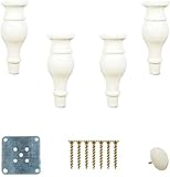 GAXQFEI Set Von 4 Diy Massivholz Sofa-Beine, Runde Brötchenfüße, Eukalyptus-Möbelbeine, Sofa-Ersatzsessel Zweier Sitzer Sofa, Tv-Schrank, Kommode Beine, Kürbisform,Weiß,18Cm/7.1In