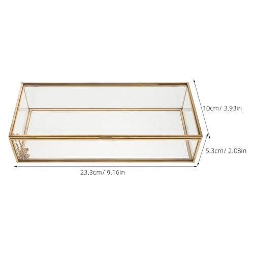 Boîte à bijoux rétro rectangulaire en verre couvercle transparent 233x100mm
