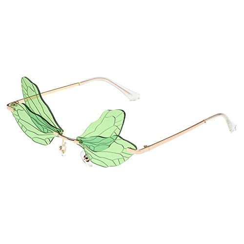 Image of Dragonfly Rimless Sunglasses Wing Shaped Butterfly Fairy Shades Glasses Fashion Party Sunglasses for Women Men