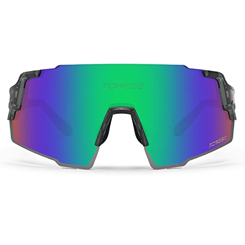 Image of TOREGE Polarized Sports Sunglasses with 3 Interchangeable Lenses for Men Women Cycling Running Baseball Glasses TR65