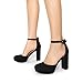 DREAM PAIRS Women's Platform Chunky High Heels Closed Toe Block Ankle Strap Dress Bridal Party Wedding Shoes,Size 6.5,Black-Nubuck,DWUMPU2534