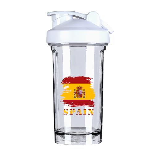Vintage Spain Flag 18 Ounce Shaker Cup,Fashion Theme Pattern Shaker Bottle Leak-proof Workout Shake Bottles 500ML/18 oz Perfect for Pre Workout