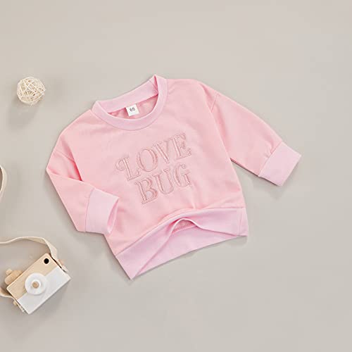Toddler Baby Boy Girl Valentine's Day Clothes Love You More Heart Sweatshirt Hoodies Pullover Shirts Tops (Pink Love Bug, 3-6 Months) #TOP6