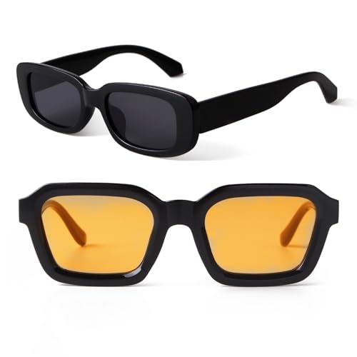 ADE WU Rectangle Sunglasses 90s Narrow Black Rectangular Sun Glasses,