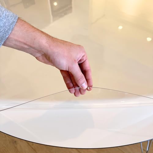 Trente Pellicola per Tavolo Rotonda 120 cm Ø – Spessore 2mm – Protezione Tavolo con Bordi Smussati – Tovaglia Trasparente Lavabile e Resistente – Pellicola Protettiva per Interno ed Esterno