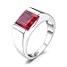Jewelrypalace Men's Square 3.3ct Created Red Ruby 925 Sterling Sliver Engagement Ring Size 8