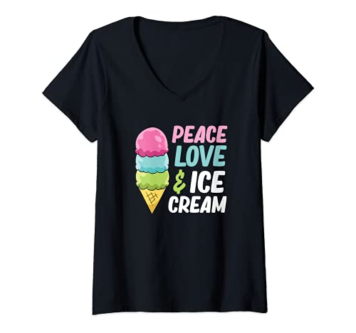 Mujer Helado Amor de Paz y Helado Camiseta Cuello V Cover