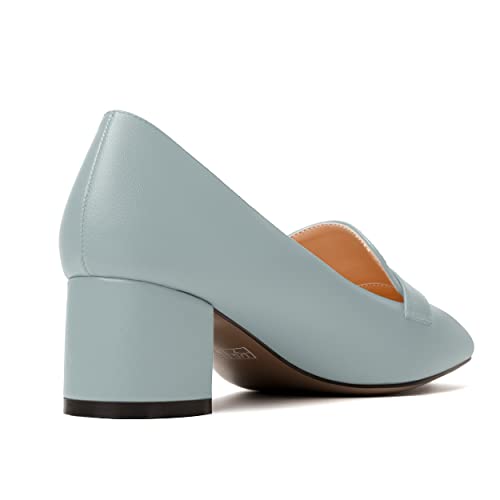 Image of MODENCOCO Womens Square Toe Slip On Comfortable Casual Matte Work Chunky Low Heel Loafers Shoes 2 Inch