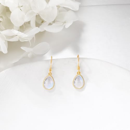 KECHO 14K Solid Gold Moonstone Necklace for Women Teardrop Turquoise Black Onyx Necklace Pendant Rainbow Moonstone Earrings Jewelry Mothers Day Birthday Gifts for Mom Friends4