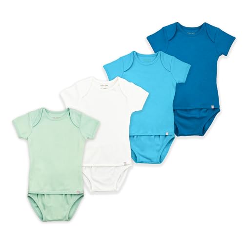 Image of OETEO OEKO-Tex Certified Cotton Easy-To-Wear No Snaps No Buttons Baby Bodysuits - Adaptive Gtube One-Piece Pack