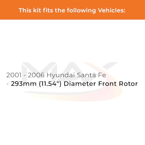 Image of Max Advanced Brakes Front & Rear Brake Kit Compatible With 2001-2005 2006 Hyundai Santa Fe w / 11.54 inch Front Rotors Replacement Premium OE Disc Brake Rotors and Ceramic Brake Pads