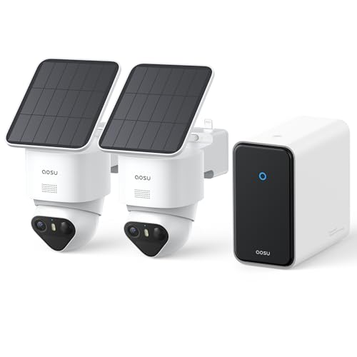 AOSU T2 Ultra 2-Cam Kit, 4K Solar Security Cameras Wireless Outdoor, Home Security Camera System with TrueColor Night Vision, AI Recognition&Motion Track, 360°Pan&Tilt, Expandable 16TB Local