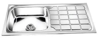 CHILLY-S Stainless Steel Kitchen Sink 37 X 18 X 8 inch || Single Bowl with Drain Board || Square || Thickness 1.0mm || Mirror Finish || Stainless Steel AISI 304 (18/8) || Premium Range || Kitchen Accessories || Kitchen Sink Stainless Steel || Nectar