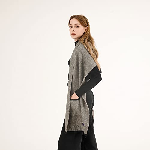 Premium Wool Shawl Wrap Winter Warm Scarf with Pockets Luxurious Knit Cardigan Wedding Shawl for Evening Dress3