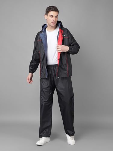 Image of Dollar Rainguard Men's PVC Full Sleeve Solid Reversible Sporty Raincoat Set With Adjustable Hood and Pocket
