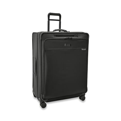 Image of Briggs & Riley 31 inch Extra Large Expandable Spinner - Checked Luggage for Travel, Suitcases with Wheels, Softside Rolling Bag for Men & Women, Self-Repairing Zipper - Baseline Collection, Black