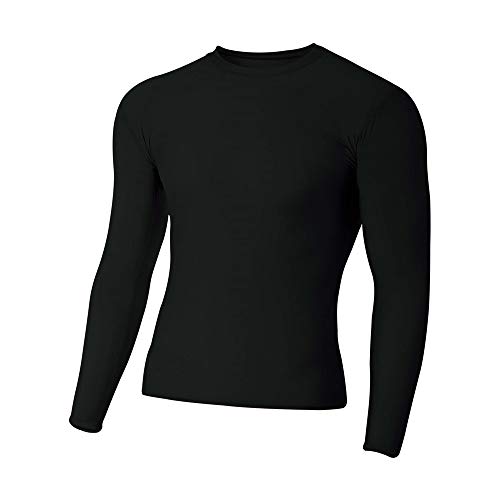 Youth Medium Black Long Sleeve Compression Crew