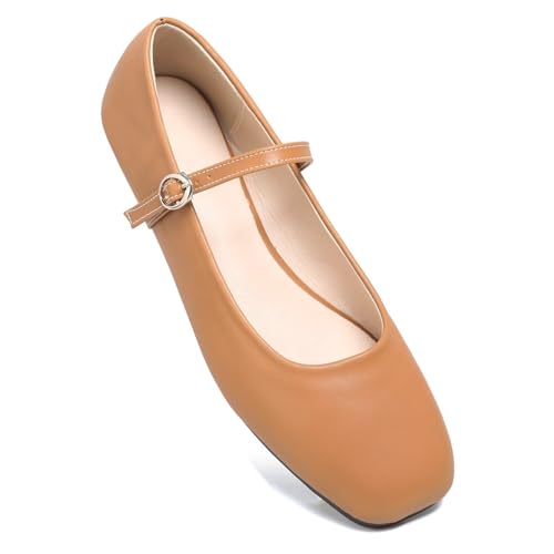 Image of LUXINYU Women's Slip on Flats,Classy Round Toe Solid Classic Mary Jane Ballet Dance Shoes Soft Comfortable PU Flat Shoes