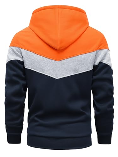 Men's Spring and Autumn Color blocked Hoodie Long Sleeve Casual Outdoor Casual Sports Walking with Pocket Sports Shirt2