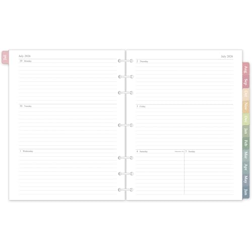2026-2027 Weekly & Monthly Planner Refill for 3 Ring Binder 8.5x11 A4 Letter Size Planner Inserts with Colorful Monthly Tabs Size 5 July 2026 - June 2027 7/3-Hole Punched