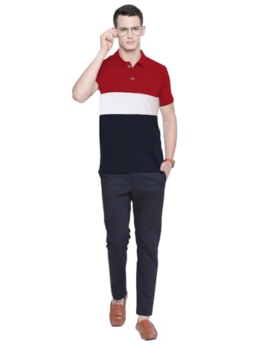 Image of LEOTUDE Men's Cotton Regular Fit T-Shirt - Plain Polo T-Shirt