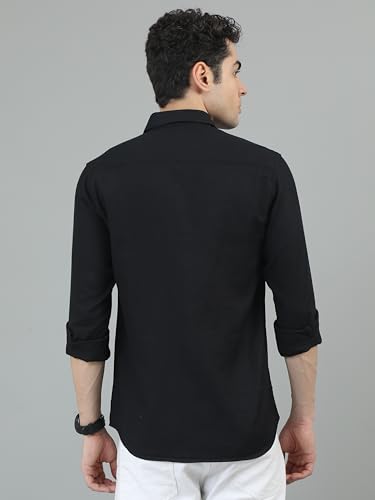 Image of COOL COLORS Men's Solid Slim Fit Casual Shirt | Breathable Soft Fabric | Spread Collar | Stylish Modern Comfort | Office, Party, Weekend Essential