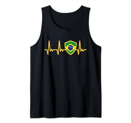 Brazil 2024 Brazilian Flag Heartbeat Proud Camiseta sin Mangas