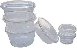 Round Plastic Containers & Lids with Lids Sauce Pots Perfect for Food Prep, Small Dips and Salads, and Cereal Various Sizes (50, 4oz)