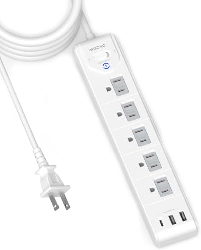 Image of 2 Prong to 3 Prong Outlet Adapter, WRXDMC 2 Prong Power Strip, 10ft Long Extension Cord with Polarized Plug, 1680J Surge Protector, 5 AC Outlets & 3 USB, Wall Mountable, Ideal for Non-Grounded Outlets