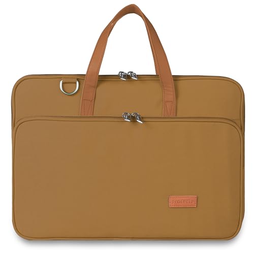 Image of Protecta Windfall Office Laptop Bag for Men Women Durable 15.6 Inch Laptop Messenger Bag Water-Repellent Canvas Look Padded Laptop Sleeve Vibrant Colour Professional Comfortable Design MacBook Khaki