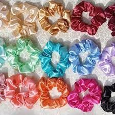Kit 10 Xuxinhas Scrunchie Frufru Rabico de Cetim Anti Frizz (Colorido)