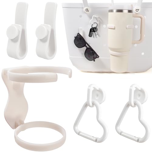 Image of Upgraded Cup Holder for Bogg Bag - Compatible with Stanley 30oz /40oz Tumblers, Bogg Bag Accessories Insert Hook Carabiner Keychain Holder Charms, Drink Holder Compatible with Bogg Bags (White)