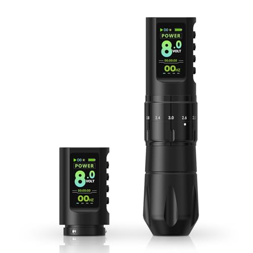 Urex Axis - Pistola de tatuaje para principiantes, máquina rotativa de tatuaje inalámbrica, kit de pistola de tatuaje 1600 mAh, color negro