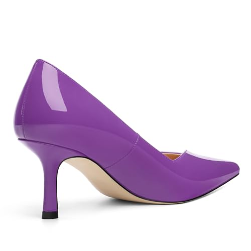 Image of Women Pointed Closed Toe 2.5 Inch Kitten Heel Slip On Pumps | Elegant Comfort Formal Dress Footwear, Versatile Ladies Shoes For Office Wedding Party Evening Daily Occasions