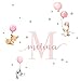 Little Deco Wandtattoo Tiere & Wunschname I Wandbild 104 x 54 cm (BxH) I Kinderzimmer Babyzimmer Wandaufkleber Mädchenzimmer Ballon Wandsticker Aufkleber DL748