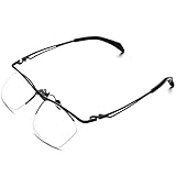 FONEX 180° Flip Titanium Glasses Frame for Men,Square Eyewear Optical Eyeglasses F8043 (F8044 Black)