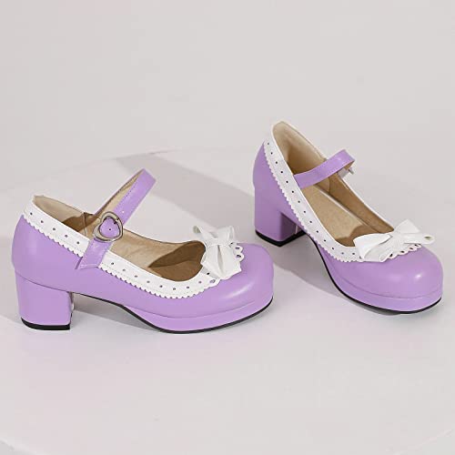 Women Bow Mary Jane Shoes Kawaii Pumps Platform Chunky Heeled Vintage Pumps Elegant Lolita Dress Shoes3