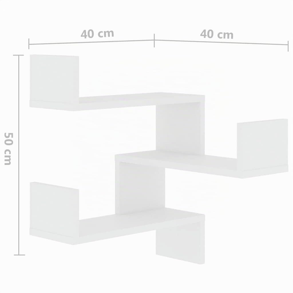 vidaXL Estantes de Esquina Pared 2 uds Madera contrachapada 40x40x50cm