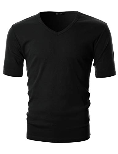 GIVON Men’s Slim Fit V-Neck Long Sleeve T-Shirt – 100% Cotton Ribbed Knit – Midweight Base Layer or Standalone Top2