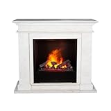 Image de flamme réglable Xaralyn - Cheminée électrique KOS EC6-SWP - Enceinte de cheminée en Pierre Naturelle Blanche - Cheminée à Vapeur d\'eau - télécommande