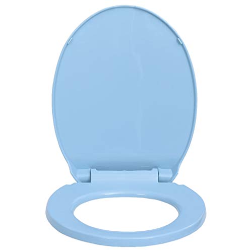 Festnight Tapa y Asiento de Váter con Cierre Suave Ovalada Asiento de Inodoro Universal Azul 46 x 34 cm