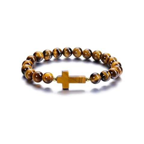 Jovivi Tiger Eye Cross Bracelet for Men Cover