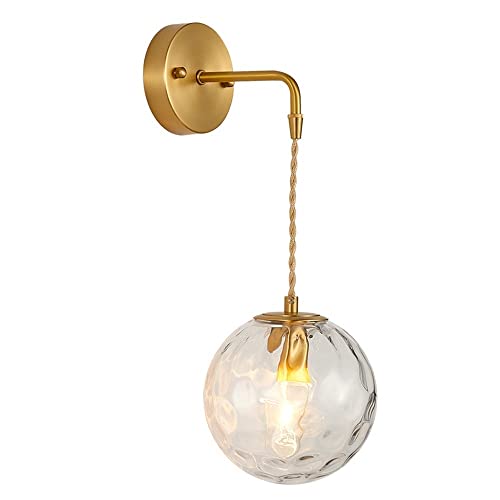 Aplique de pared de latón con bola de vidrio ondulado y casquillo E14 2