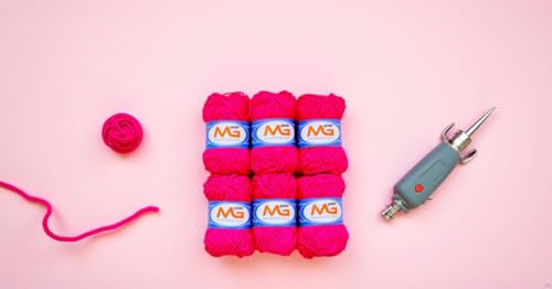 Image of M.G Enterprises Magenta Wool Ball Hand Knitting Art Craft Soft Fingering Crochet Hook Yarn, Needle Knitting Thread Dyed - Pack of 10