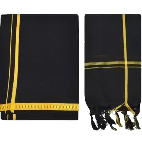 bluffy bird Cotton Black Colour Single Dhoti | Kerala Mundu for Men Cotton with Matching Towel for Sabarimala Vratham Ayyappa Swamy Dress - Pack of 1 Set-picture-47